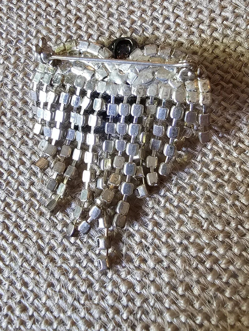 Vintage Rhinestone Fringe Cherub Brooch